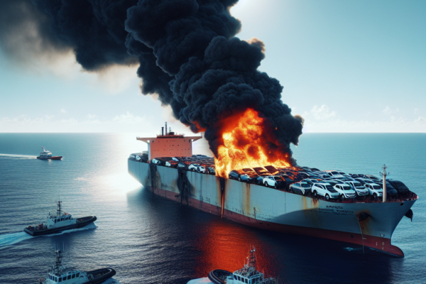 Pacific cargo ship abandoned after fire, reportedly carrying multiple Chinese-made cars