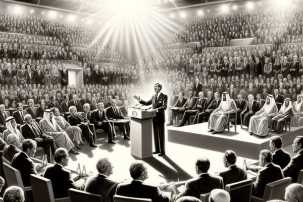 Trump calls on countries to set aside old grievances and usher in a new era in the Middle East.